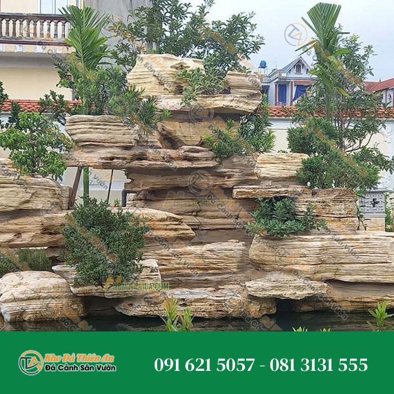 Hòn Non Bộ Ngoài Trời Đá Cổ Thạch Xếp Lớp Hồ Cá 38 Khối