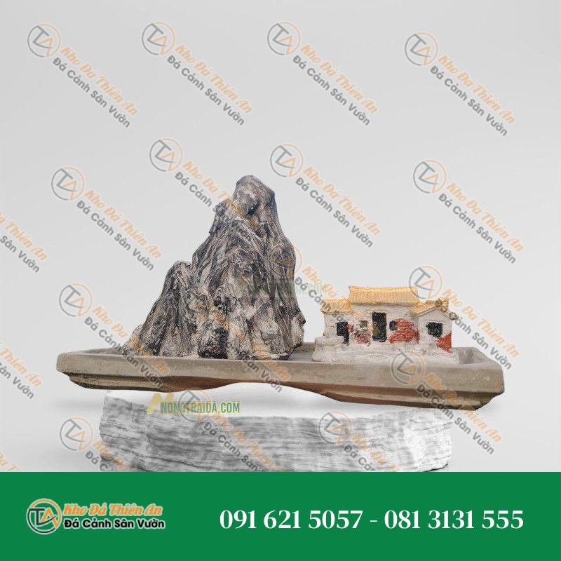 Hòn Non Bộ Nhỏ Để Bàn Đá Tuyết Sơn 12cm