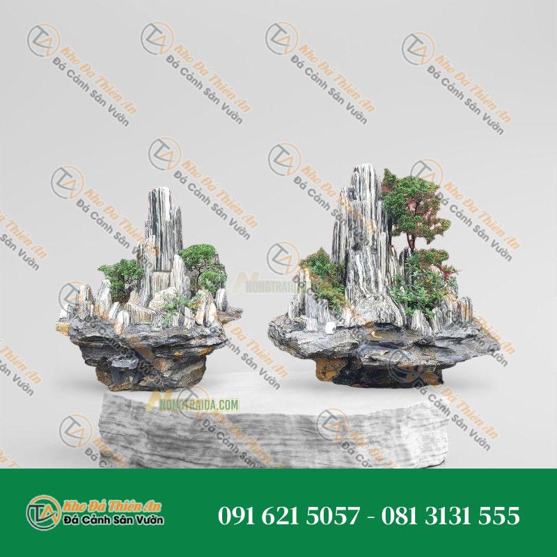 Hòn Non Bộ Nhỏ Để Bàn Đá Tuyết Sơn 49cm