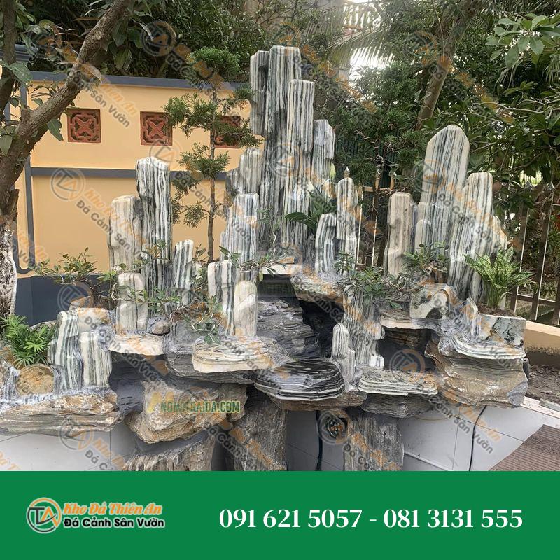 Hòn Non Bộ Phong Thủy 3 Ngọn Đá Tuyết Sơn 1.53m