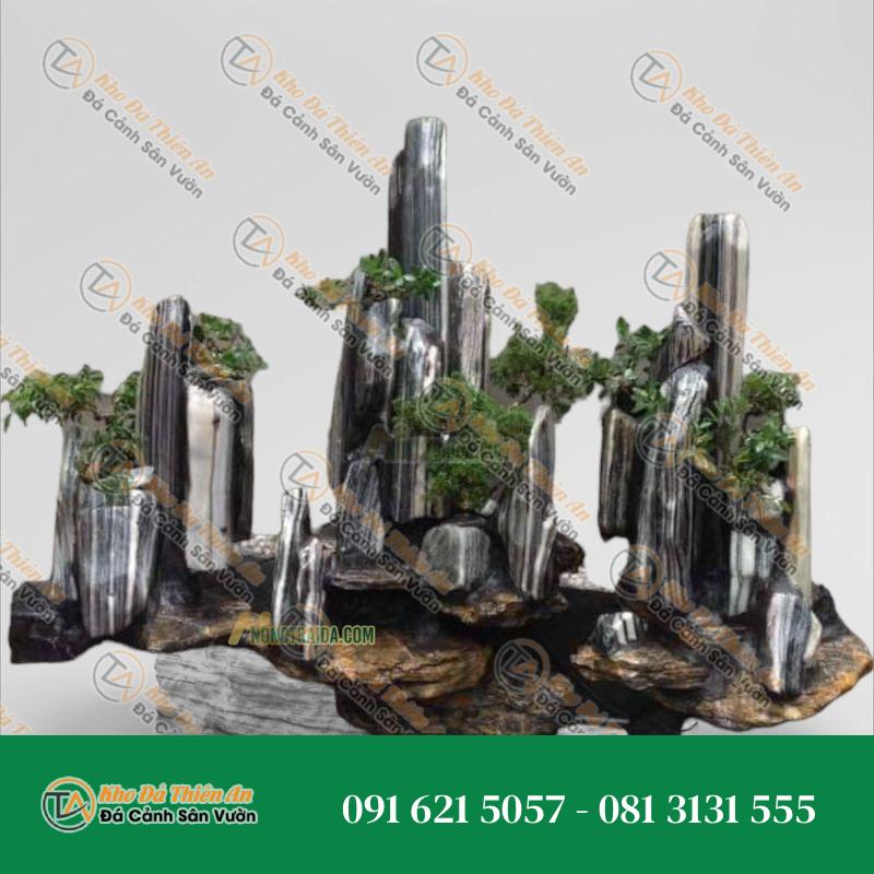Hòn Non Bộ Phong Thủy 3 Ngọn Đá Tuyết Sơn 1.99m