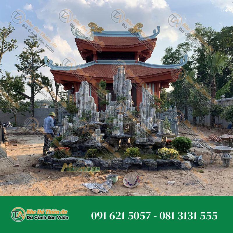 Hòn Non Bộ Phong Thủy 3 Núi Đá Tuyết Sơn 1.95m