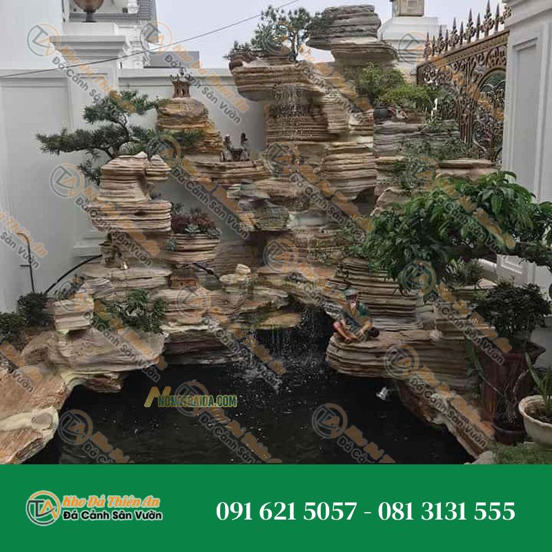 Hòn Non Bộ Sân Vườn Đá Cổ Thạch Xếp Lớp Hồ Cá 16 Khối