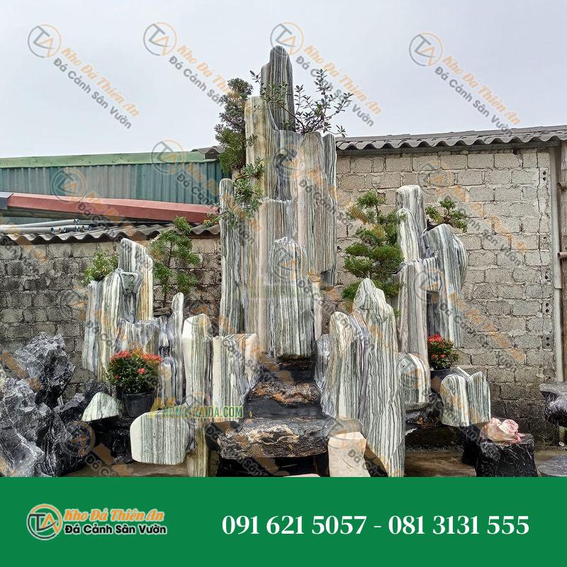 Hòn Non Bộ Thác Nước Tam Sơn Đá Tuyết Sơn 1.64m