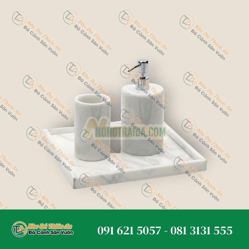Hộp đựng khăn giấy hình chữ nhật handmade bằng đá Carrara trắng
