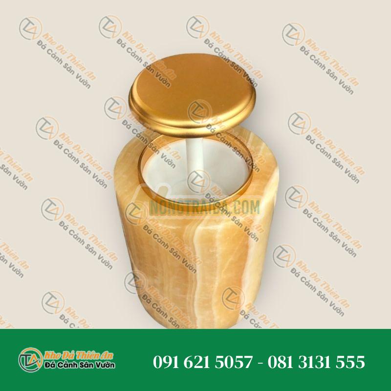 Hủ đựng tăm đá ngọc hoàng long – Cao 11cm