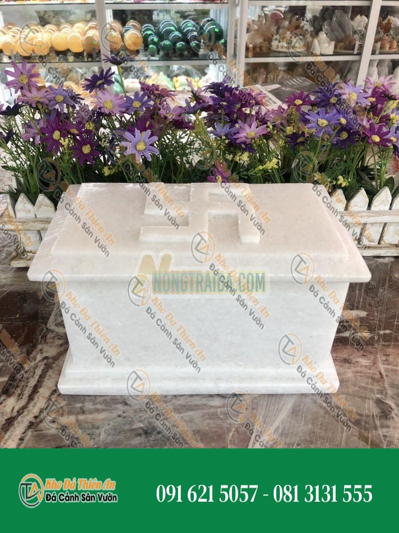 Hủ đưng tro cốt cho phật đá cẩm thạch trắng