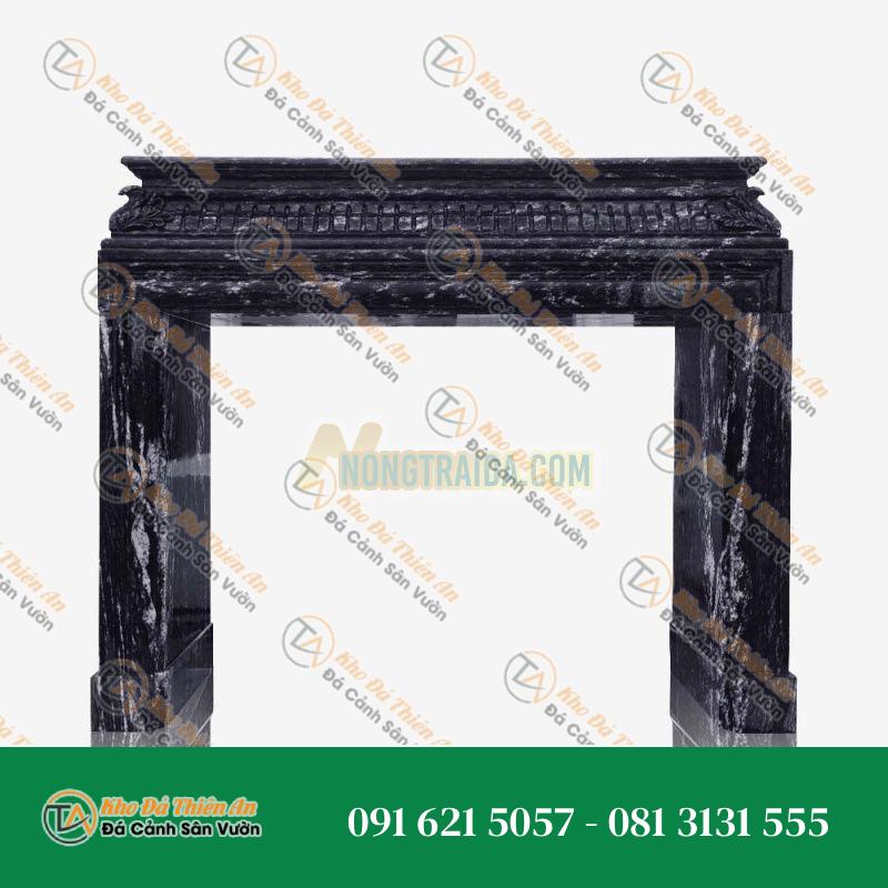 Khung lò sưởi đá marble hình rồng đen hiện đại