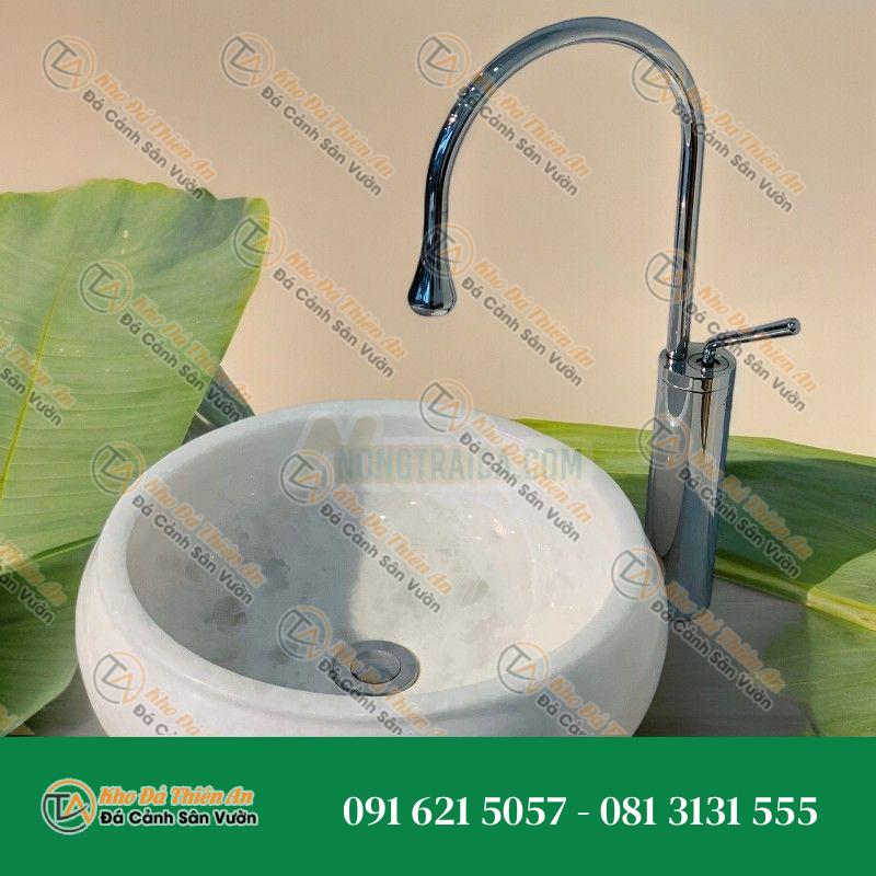 Lavabo đá cẩm thạch trắng bự