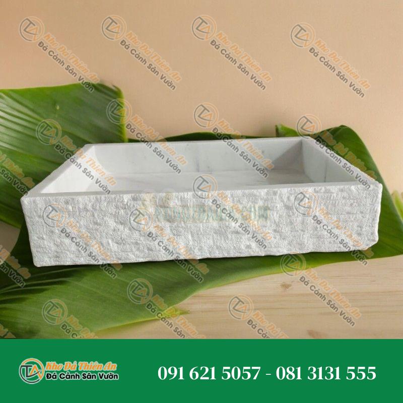 Lavabo đá cẩm thạch trắng nhám ngoài