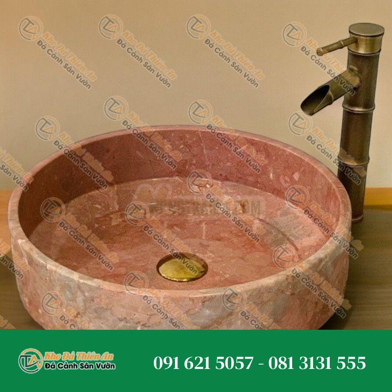 Lavabo đá cẩm thạch trụ hồng Ý