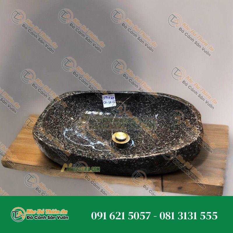 Lavabo đá cuội đen kim sa