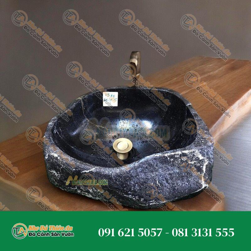 Lavabo đá cuội đen vân trắng