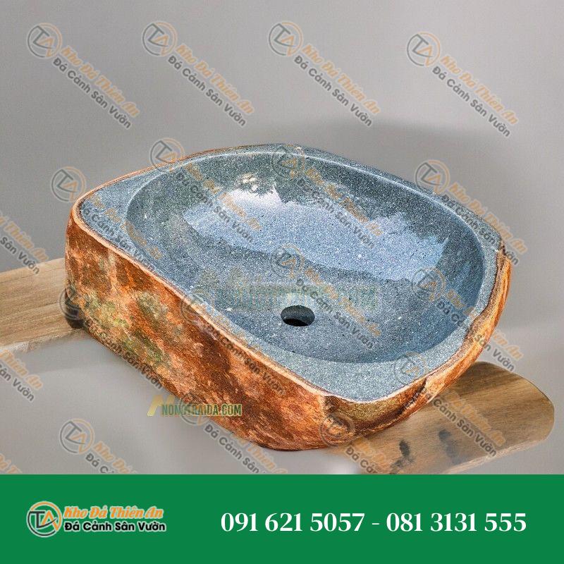Lavabo đá cuội lòng xanh rêu