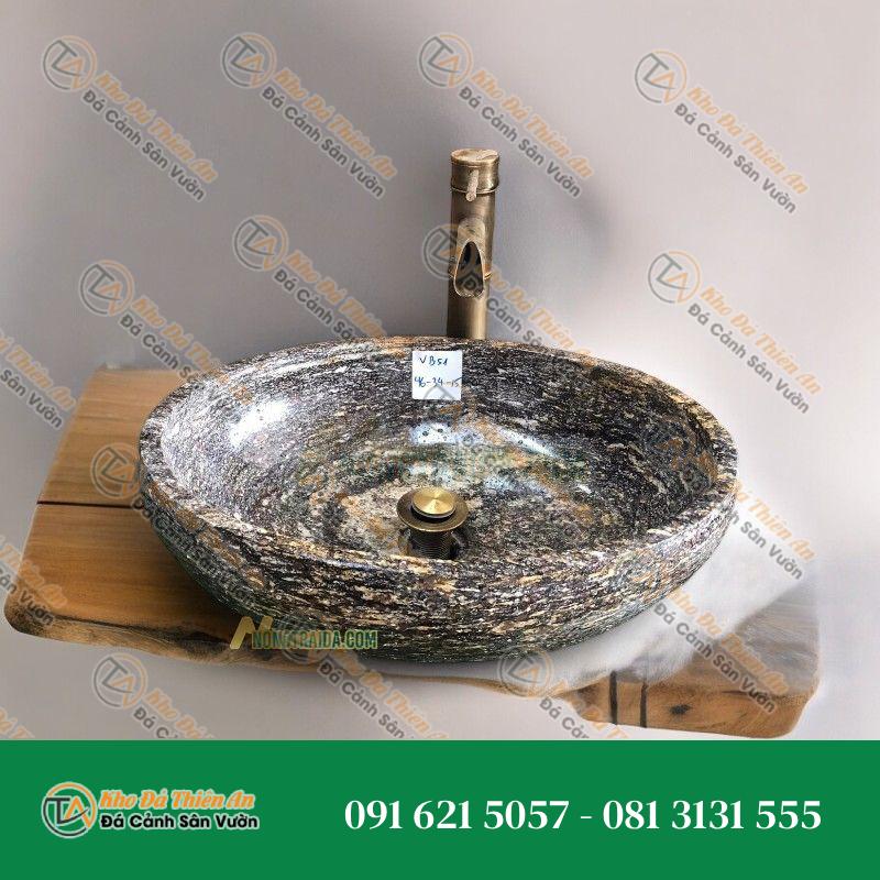 Lavabo đá cuội quy cách vàng be