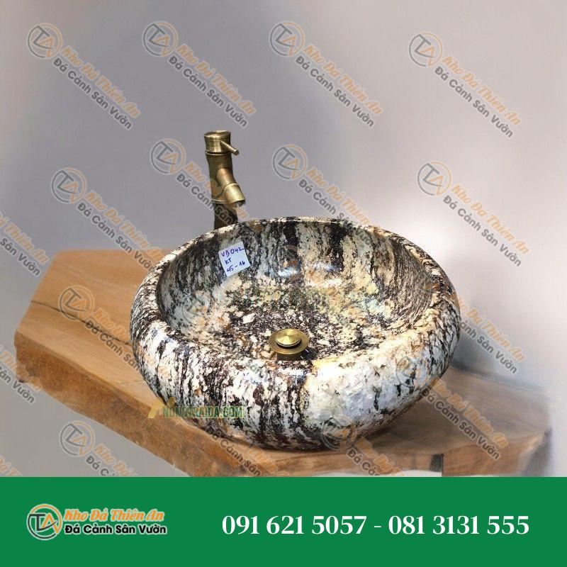 Lavabo đá cuội xám vân mây