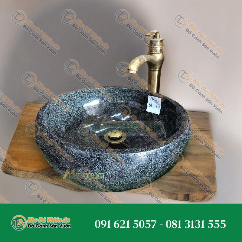 Lavabo đá cuội xanh muối tiêu