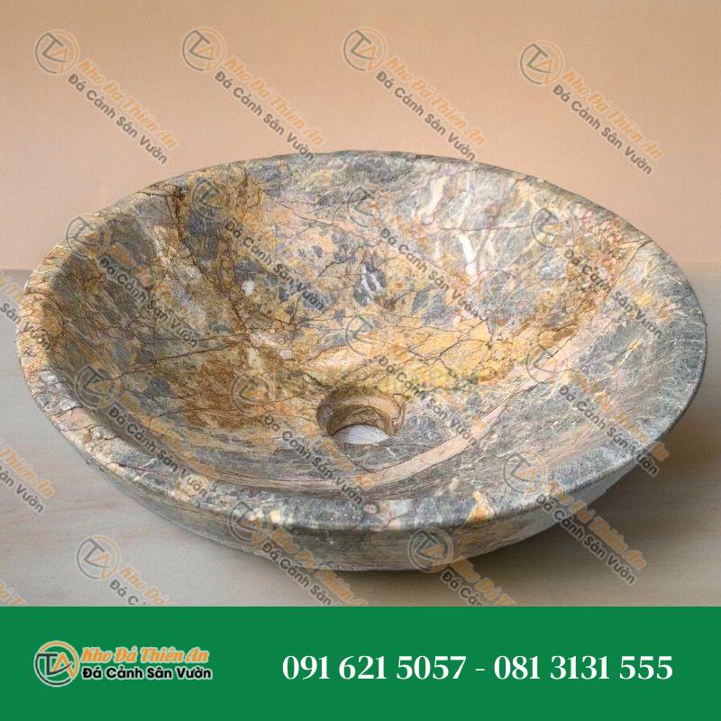 Lavabo đá marble tròn nâu TNK
