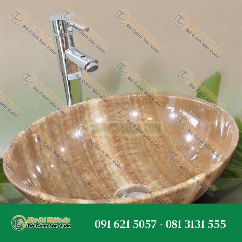 Lavabo đá marble vàng vân gỗ
