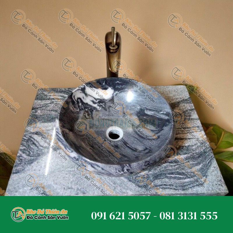 Lavabo đá marble xám vân mây