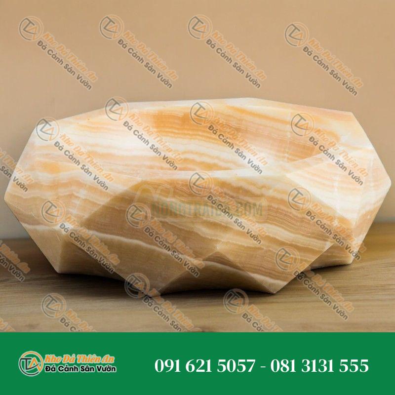 Lavabo đá ngọc hoàng long cắt kim cương