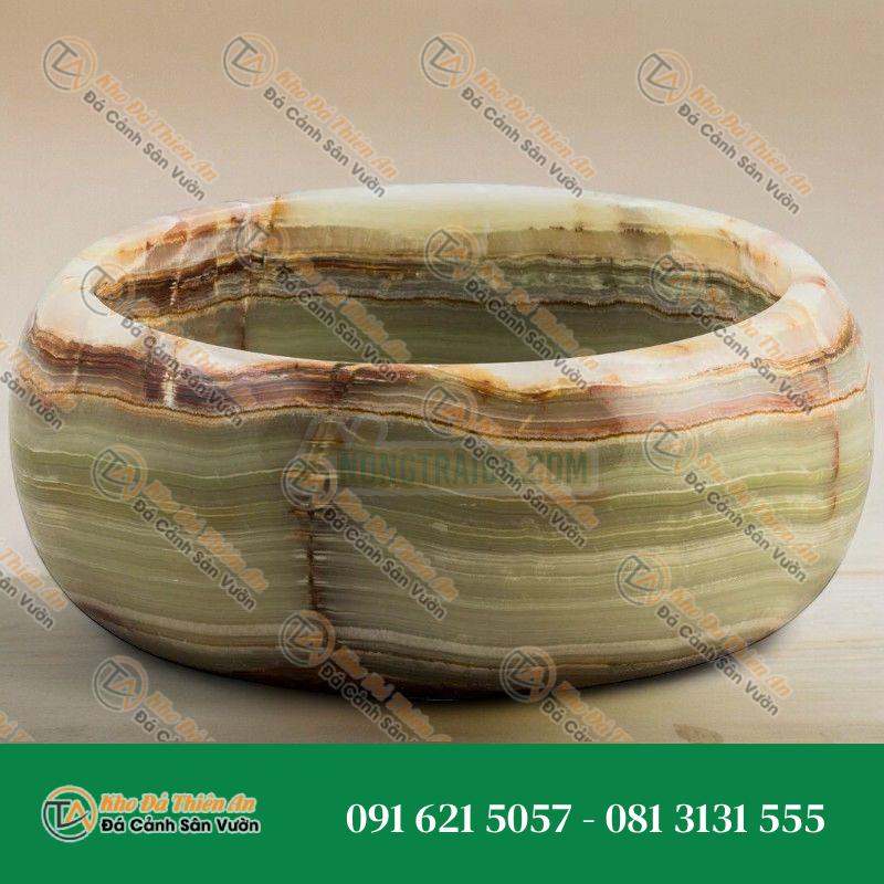 Lavabo đá thạch anh onyx xanh dày