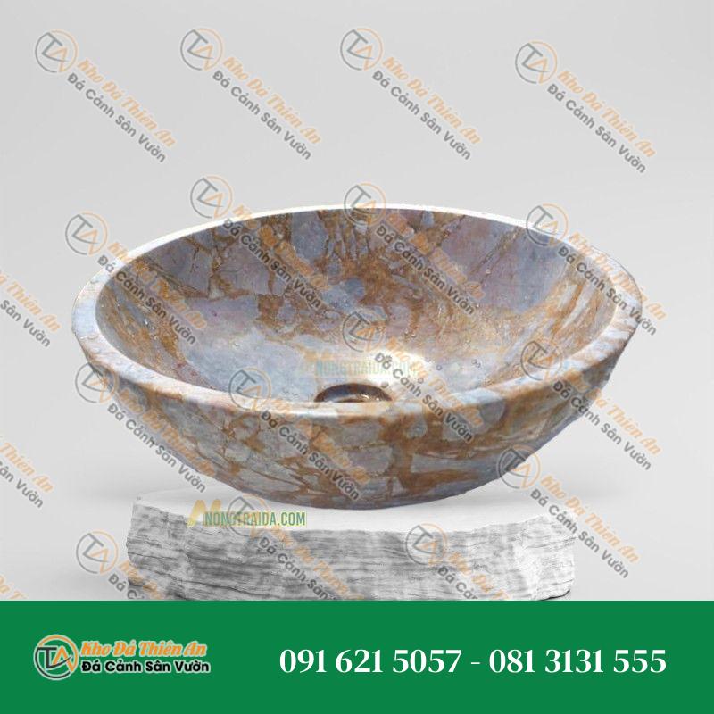 Lavabo Nguyên Khối Đá Vàng Bỉ 40cm