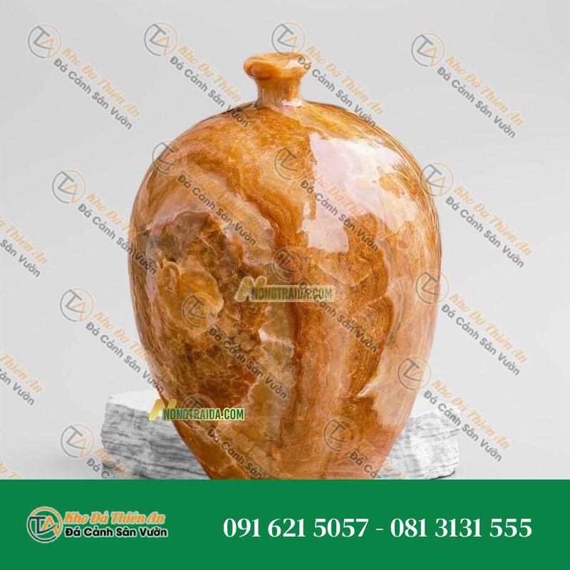 Lọ Hoa Bằng Đá Canxit Vân Gỗ 44cm