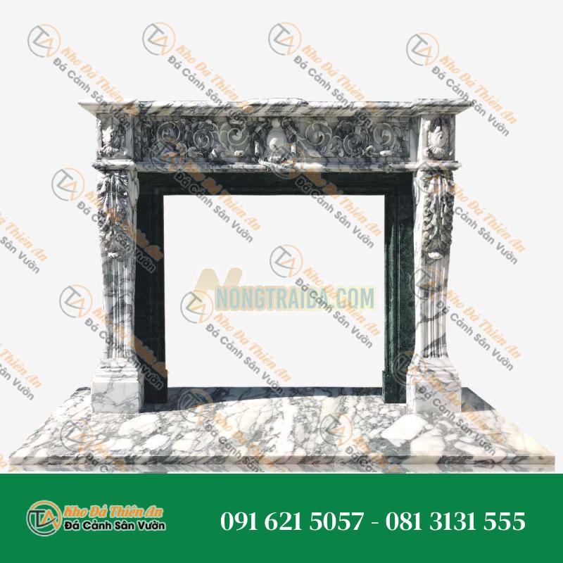 Lò sưởi bằng đá cẩm thạch trắng phong cách tân cổ điển với chân chạm khắc