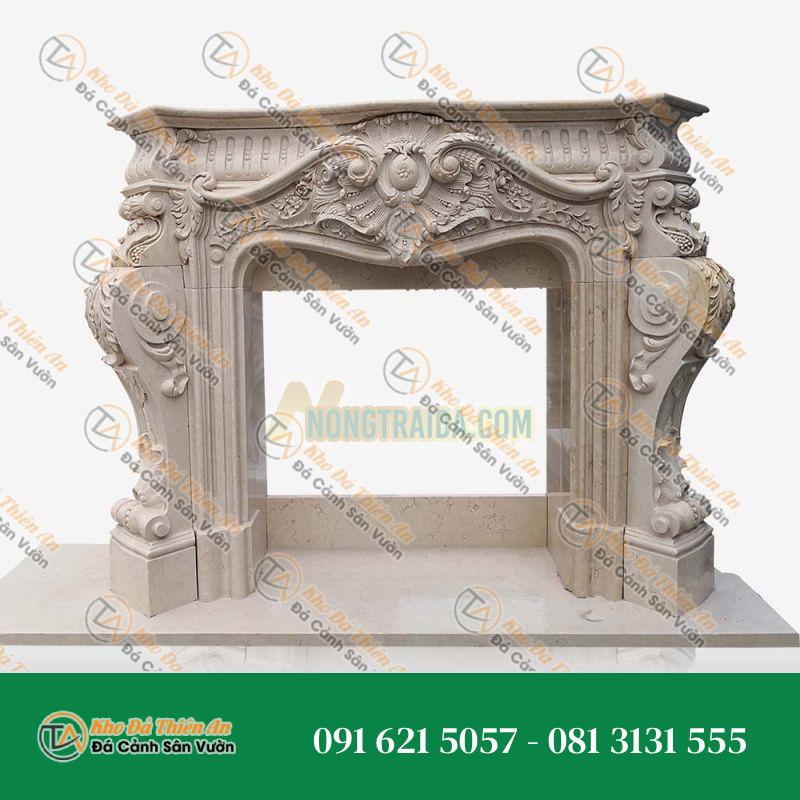 Lò sưởi đá cẩm thạch Rococo màu be