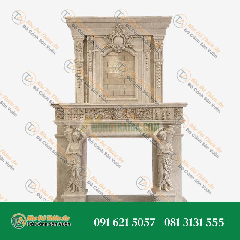 Lò sưởi đá cẩm thạch trắng trần cao