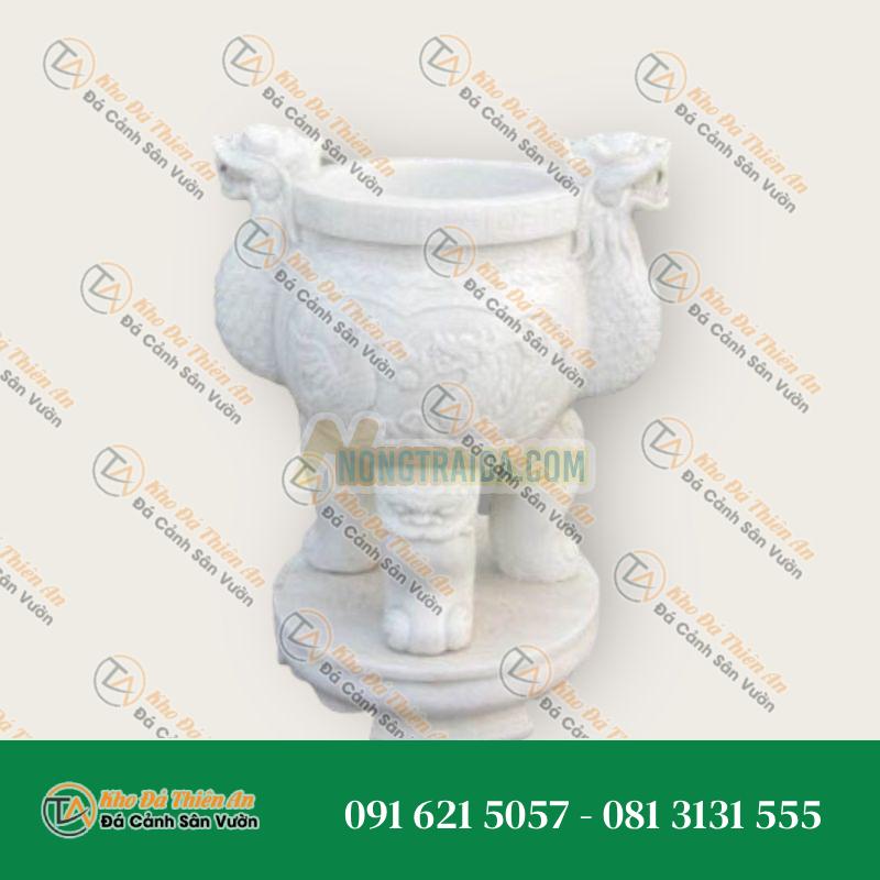 Lư hương đá cẩm thạch trắng 60cm
