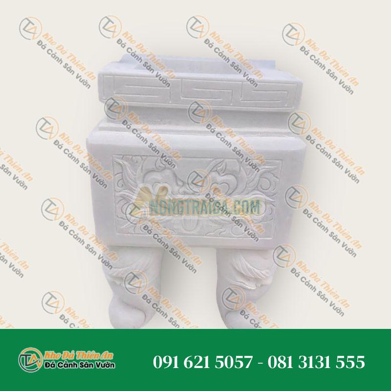 Lư hương đá cẩm thạch trắng 65cm, vuông