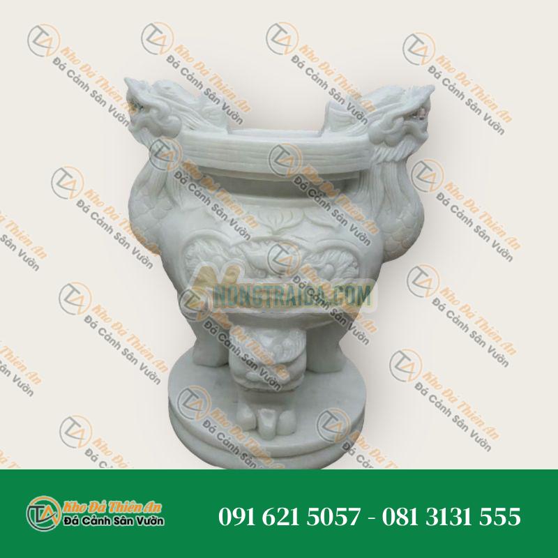 Lư hương đá cẩm thạch trắng cao 65cm