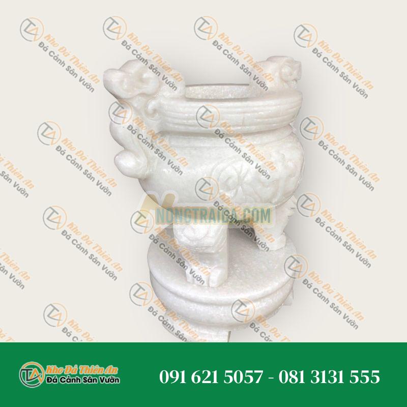 Lư hương đá cẩm thạch trắng muối 89cm