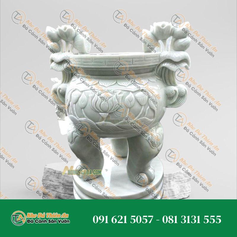 Lư Hương Đá Cẩm Thạch Trắng Rộng 80cm