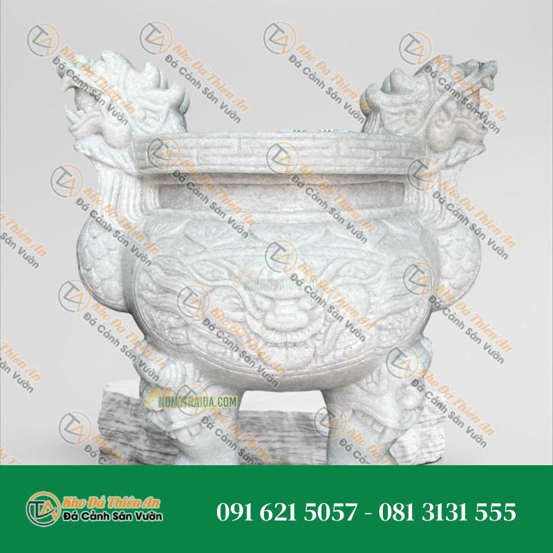 Lư Hương Đá Cẩm Thạch Trắng Rộng 90cm