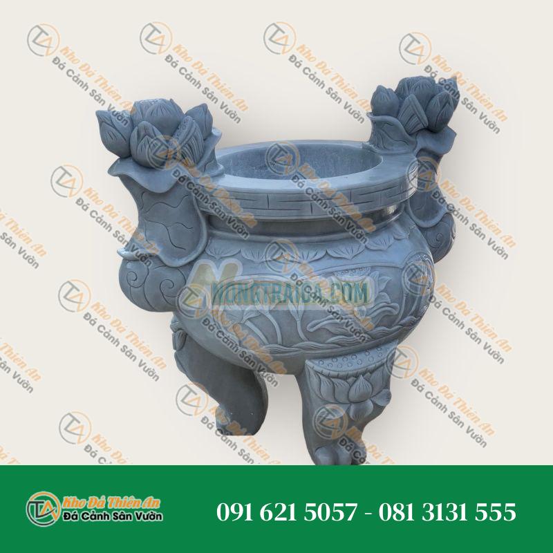 Lư hương đá cẩm thạch trắng xám cao 80cm