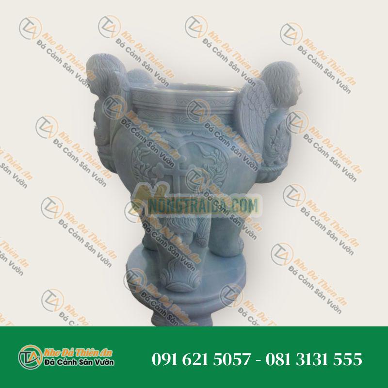 Lư hương đá cẩm thạch trắng xanh 80cm, công giáo