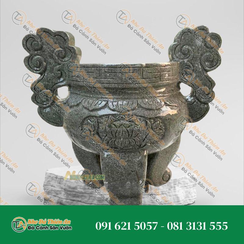 Lư Hương Đá Granite Cuội Xanh Rộng 70cm