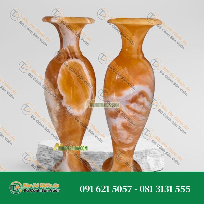 Lục Bình Cắm Đào Đá Cẩm Thạch Hồng Hoà Binh 46Cm