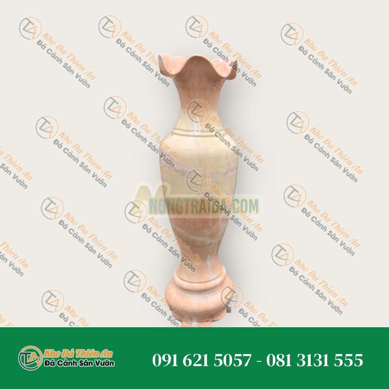 Lục bình đá cẩm thạch vàng, tiện trơn, cao 110cm