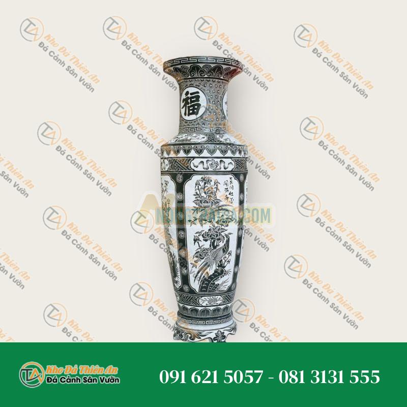 Lục bình đá đen, vẽ cảnh, cao 110cm
