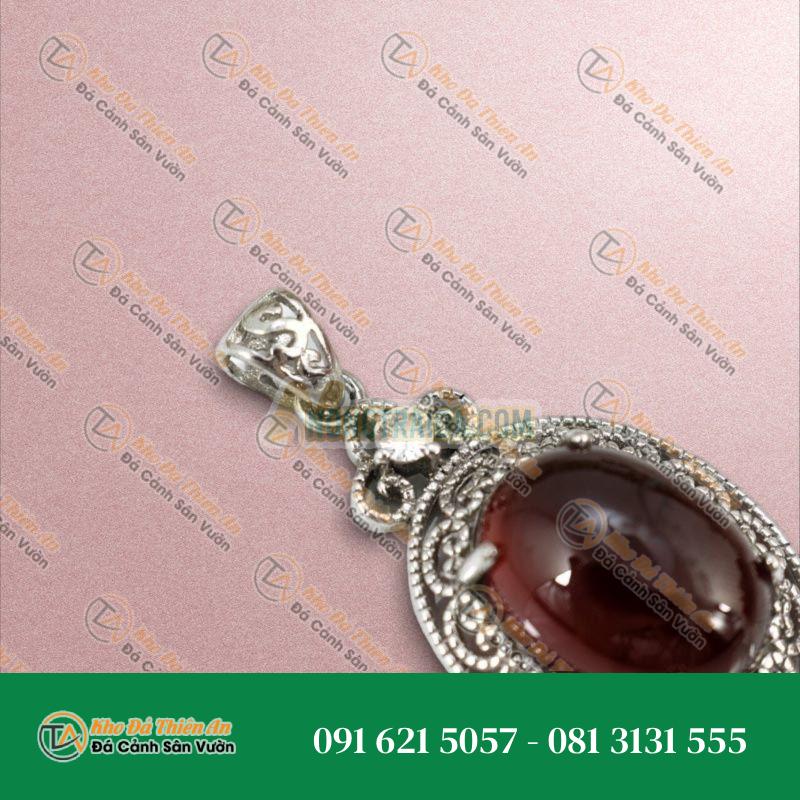 Mặt đá Garnet bạc 925