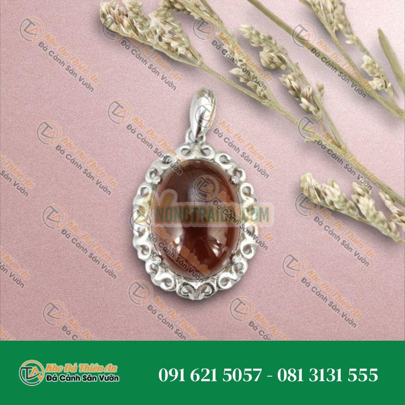 Mặt đá Garnet bạc 925