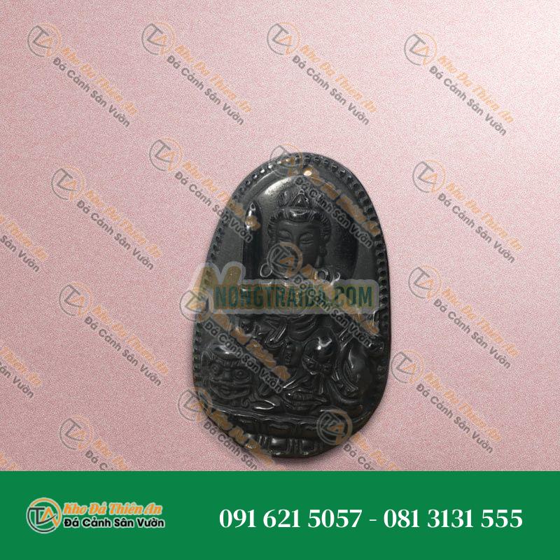 Mặt đá Obsidian Phật Vân Thù Bồ Tát (Mão) 54mm