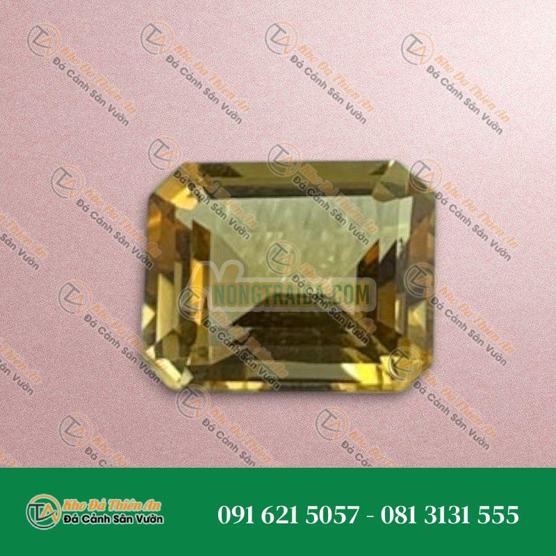 Mặt đá thạch anh vàng Citrine chữ nhật 9x11mm