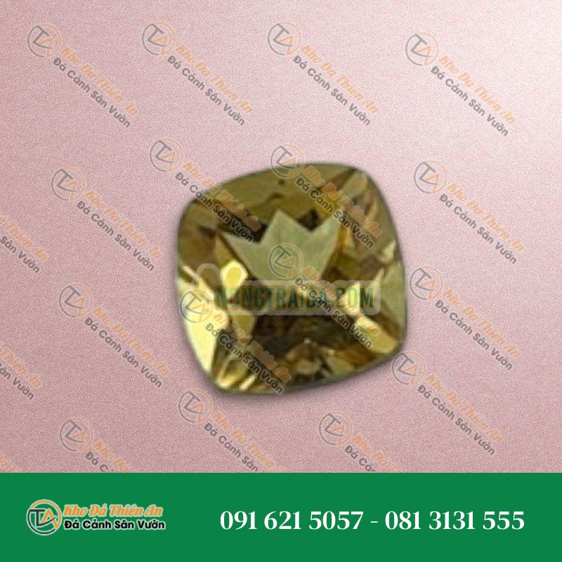 Mặt đá thạch anh vàng Citrine vuông cus 6mm