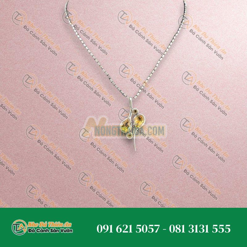 Mặt dây chuyền nữ Citrine bạc 925 cao cấp 34x16mm
