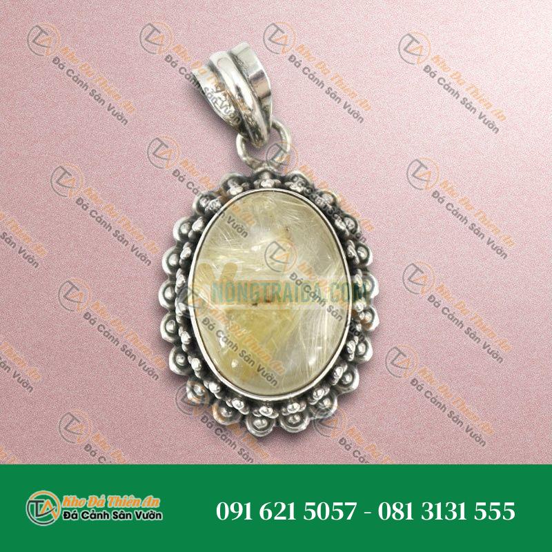 Mặt dây chuyền Thạch anh tóc vàng bạc 925